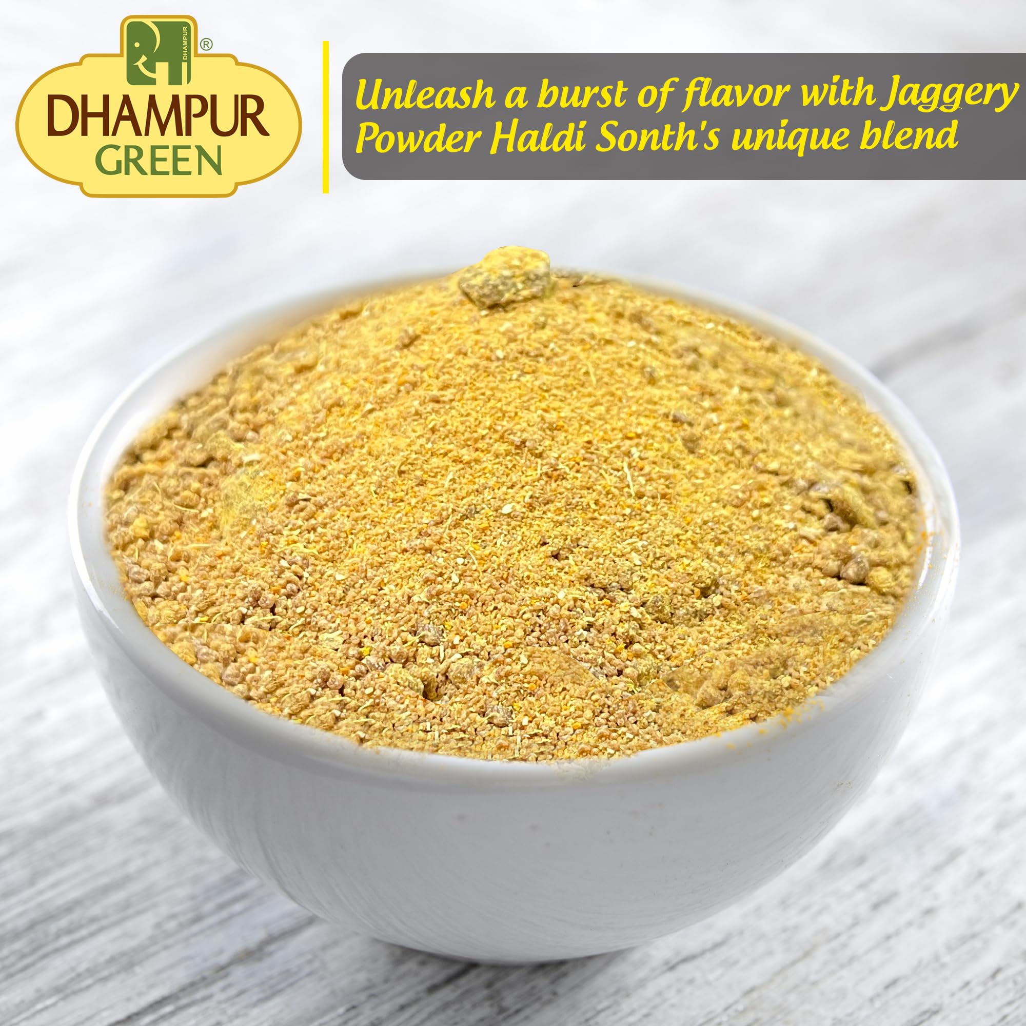 Dhampurgreen Turmeric & Ginger Jaggery Powder, 300G | Spiced Jaggery Powder | Haldi & Sonth Gur - Image 4 thumbnail