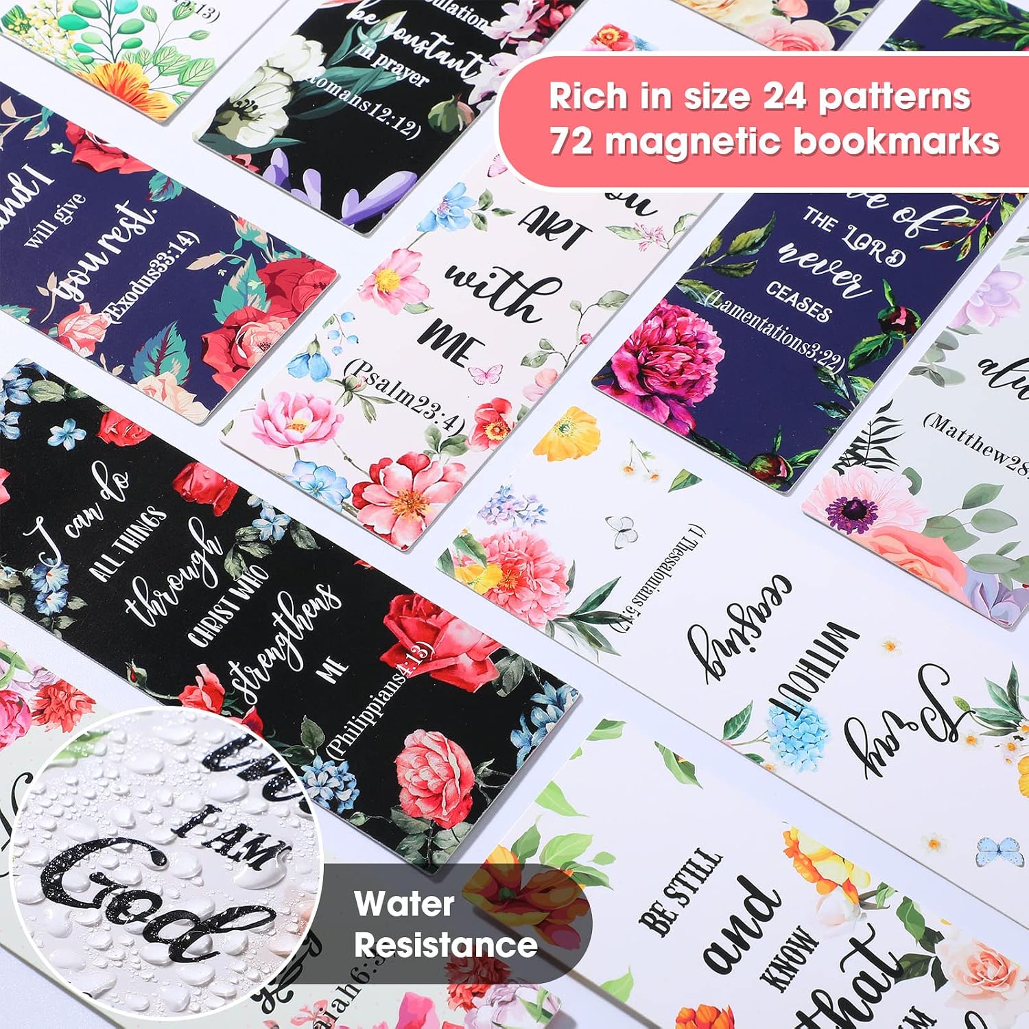 BBTO 72 Pcs Floral Christian Scripture Bookmarks Bulk Gifts for Women image 3