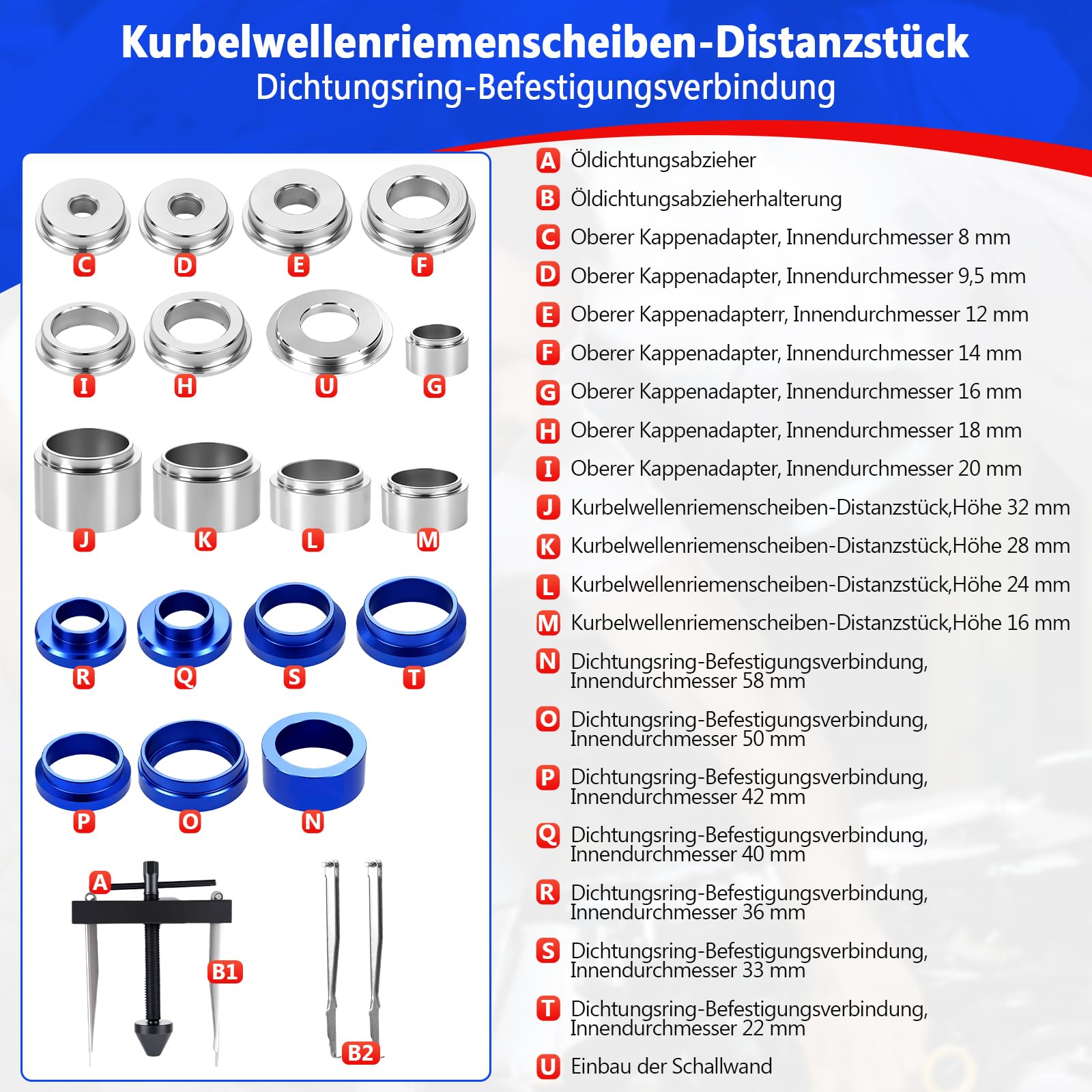 Radialdichtring-Montage-Demontage-Satz, Wellendichtring und Simmerring Montagewerkzeug-Satz