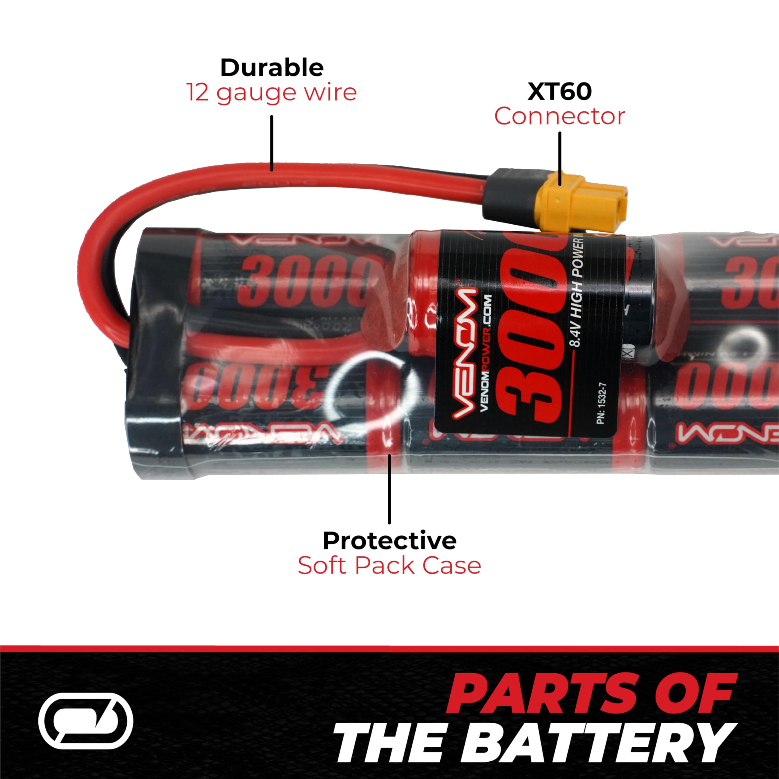 Amazon.com: Venom 8.4V 3000mAh 7-Cell Hump NiMH Battery with