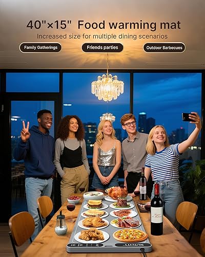 Miniatura 2 de Warming Mat for Food-Extra Large (40x15 Inches) -Electric Silicone Food Warmer Trays for Chafing Dishes & Buffet7 Temperature Settings, 8H