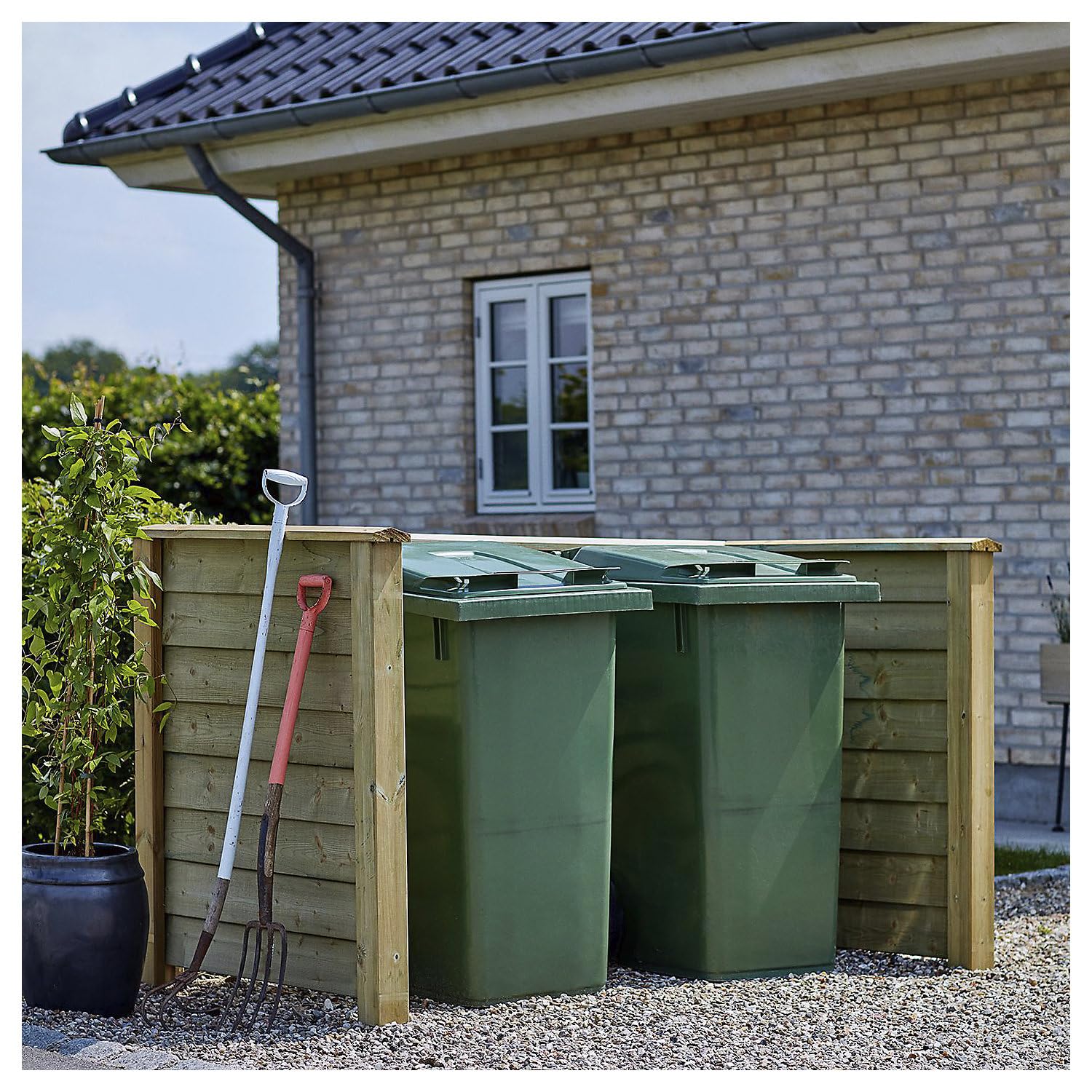 Kaiser + Kraft Mülltonnenverkleidung Klink Profil | Holz, LxBxH 1940 x 970 x 1080 mm, natur
