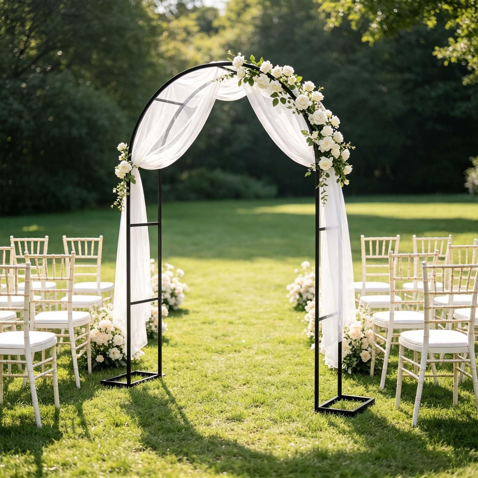 Arco metálico de jardín con Enrejado para Plantas trepadoras | Sólido arco de boda con enrejado para plantas trepadoras: rosas, glicinas y otras enredaderas(Green,220cm)