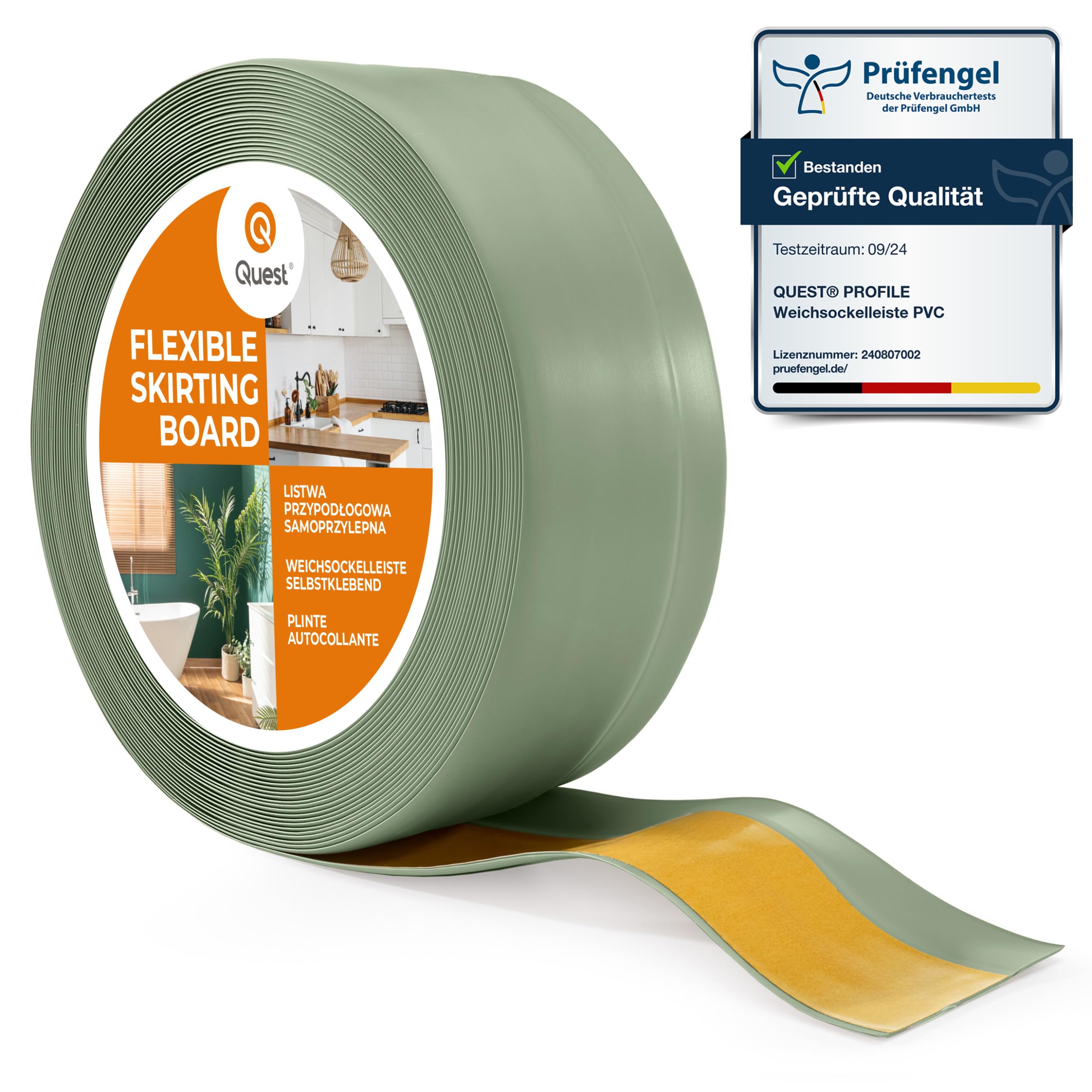 Quest Skirting Board PVC 50 x 20 mm Self-Adhesive - Light Green, 10 m — image 1