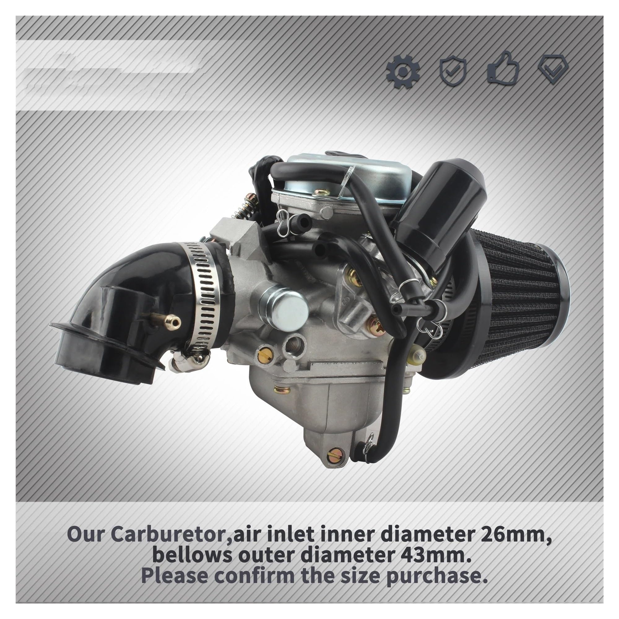 Motosierra Carburador Carburador Para Motocicleta GY6 PD24J Con Filtro De Aire Tubo Entrada 125cc 150cc Para 152QMI 152QMJ 157QMI 157QMJ Accesorios Motor(Carburetor Kit 1)