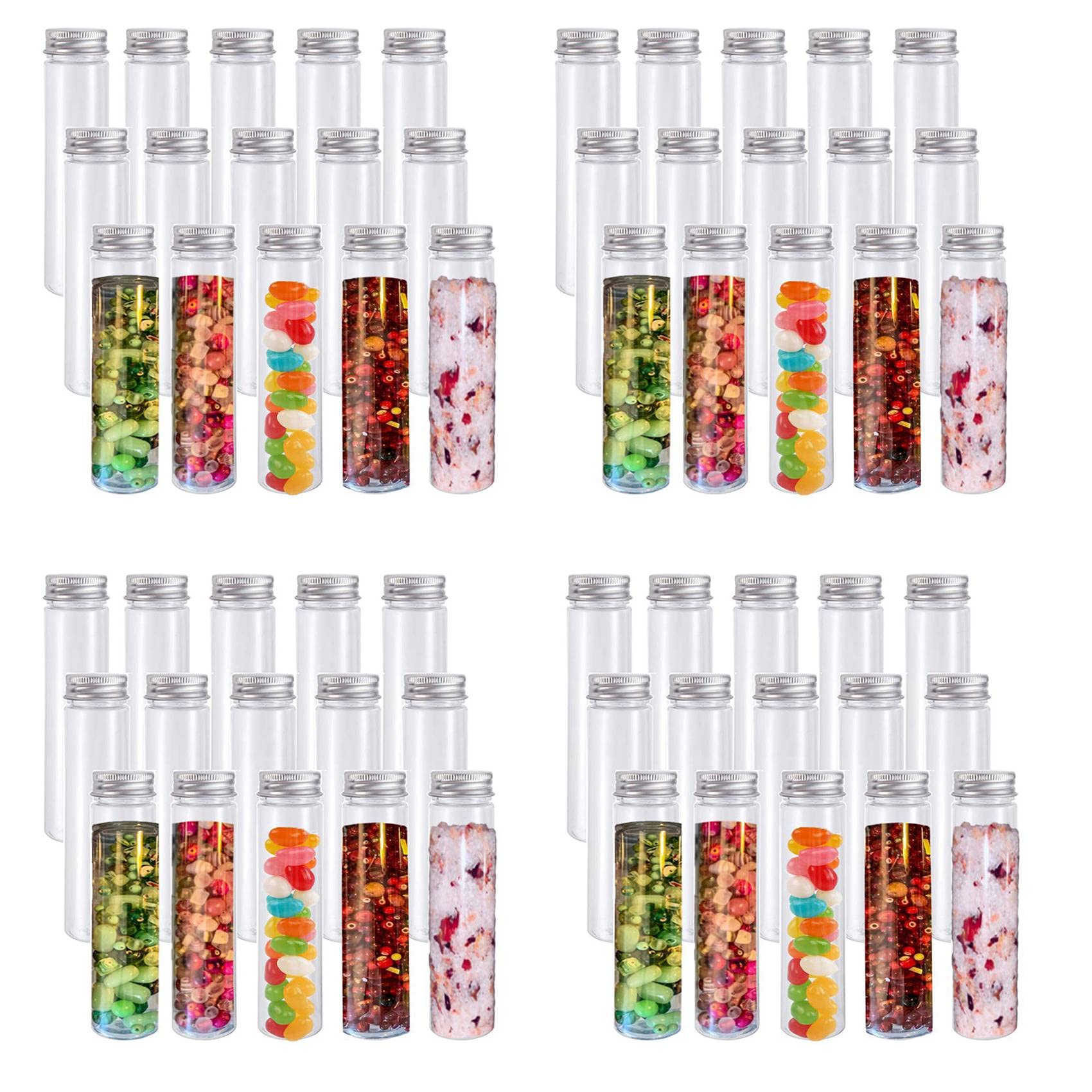Tubes à essai plats transparents de 110 ml en plastique pour bonbons et dragées x60