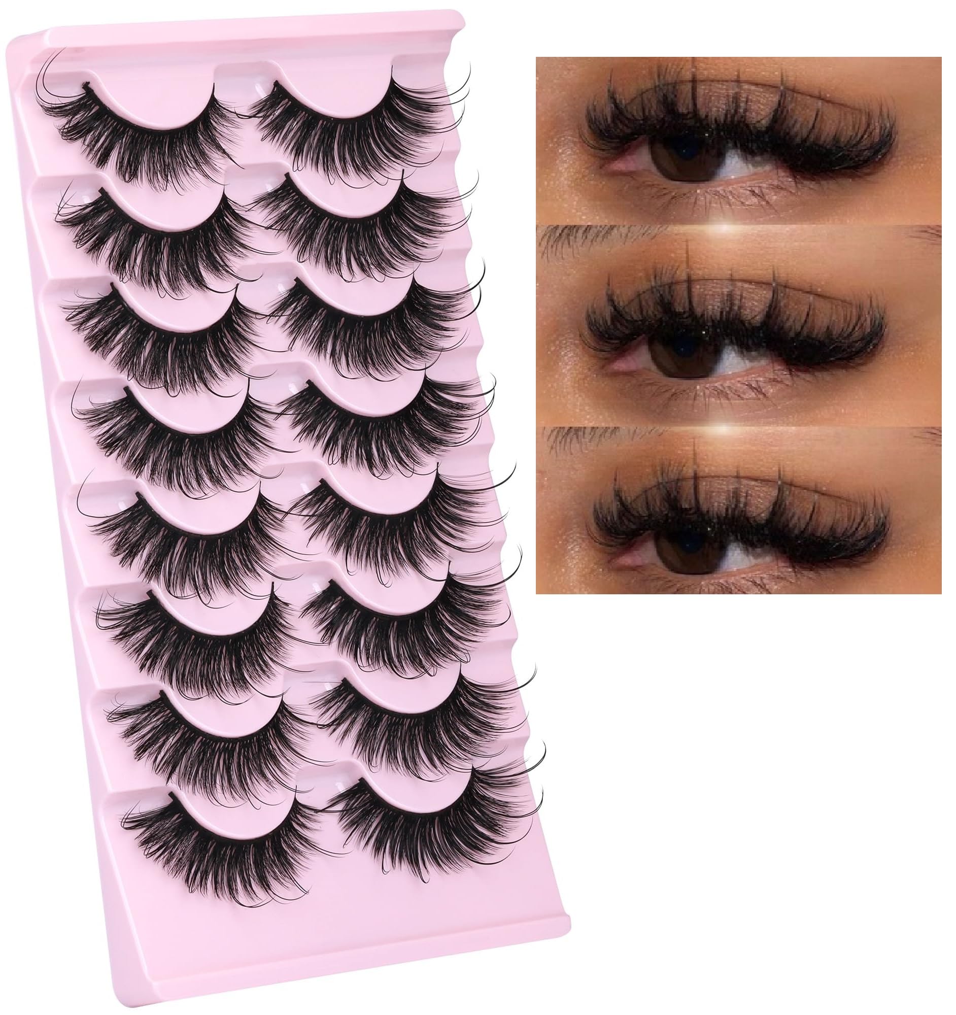 Wispy Fairy Eyelashes D Curl Russian Strip Lashes Pack 17mm Cat Eye Faux Mink False Eyelashes Natural Look by Geeneiya