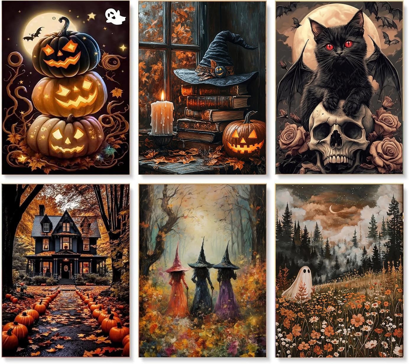 Mupmod Halloween 6 Pack Diamond Art Kits for Adults, 5D Diamond Painting Kits, Full Drill Ghost Diamond Dots Paint with Diamonds Pictures Arts and Crafts for Adults Beginner 12x16