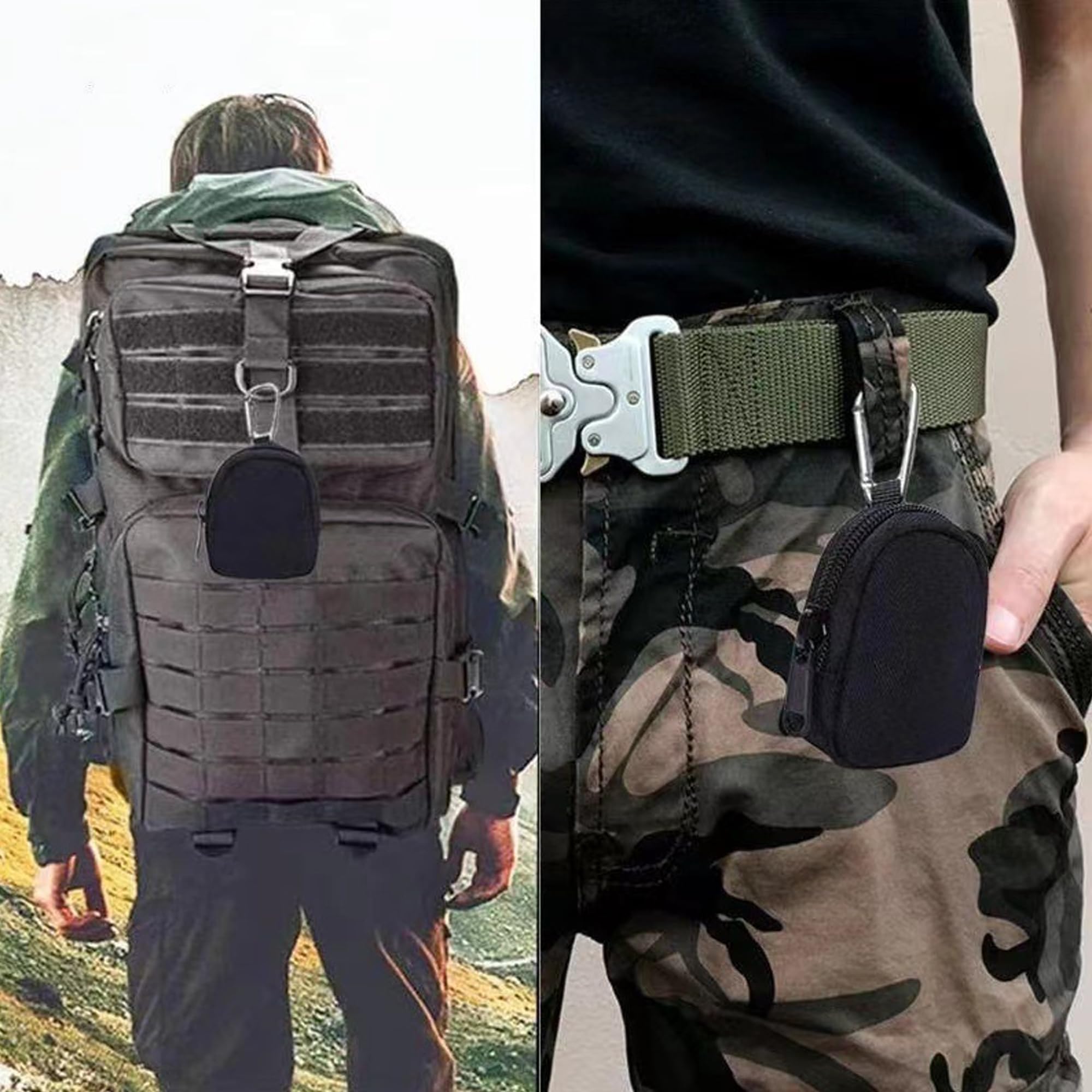 2 szt. Moneta Torba na zamek błyskawiczny, nylonowe torby na przekąski, nylonowe mini portmonetki, czarny, zielony, nowoczesny, na zewnątrz