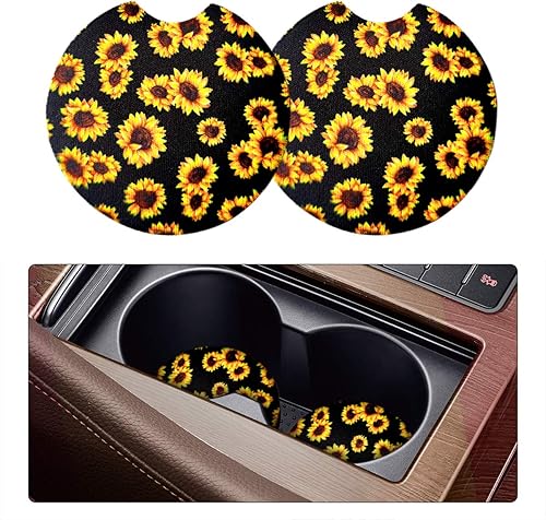 Miniatura 16 de Paquete de 2 posavasos absorbentes para automóvil para bebidas, 2.75 pulgadas, bonitos portavasos de automóvil para mujeres, portavasos extraíbles