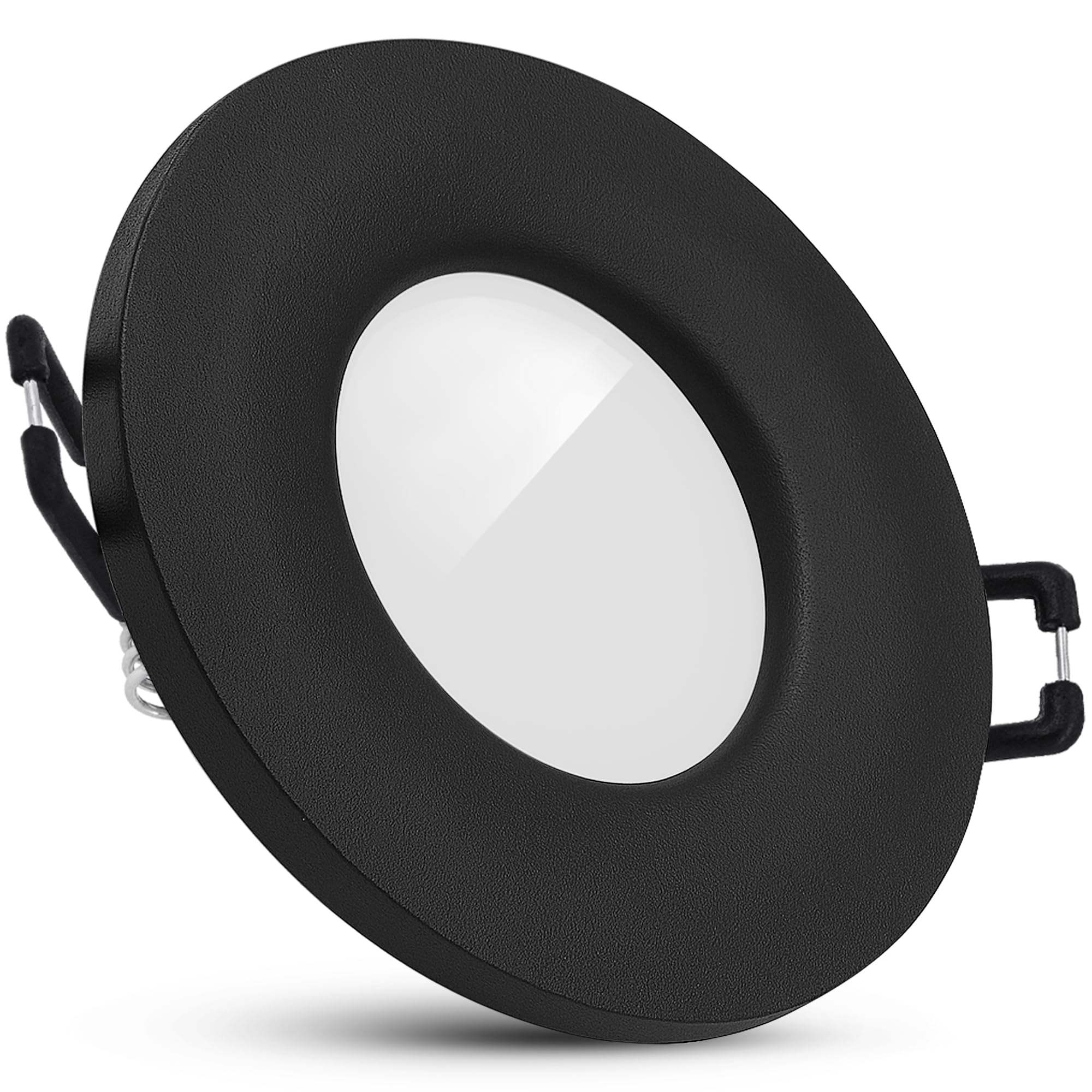 SSC-LUXon Beda - 10 faretti da incasso, colore nero, rotondo, piatto, IP65, per GU10 (senza lampadine), per bagno ed esterni