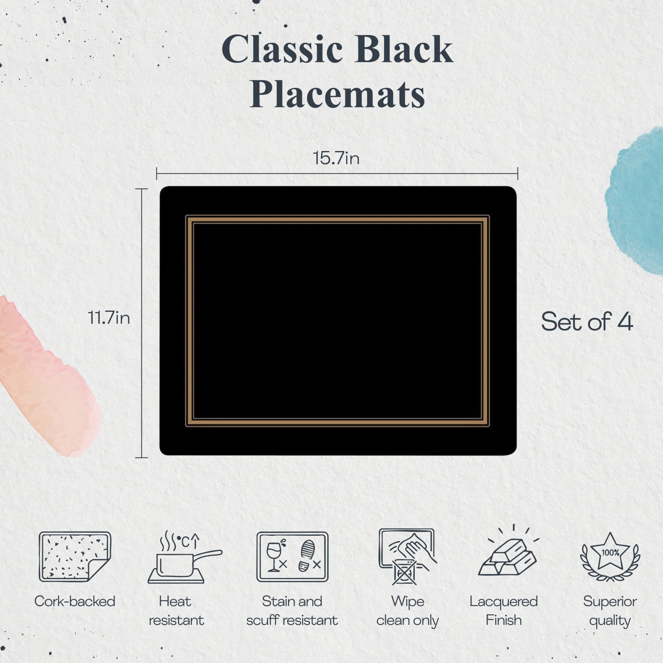 Amazon｜ピンペルネルコースター Placemats ブラック 2010648062