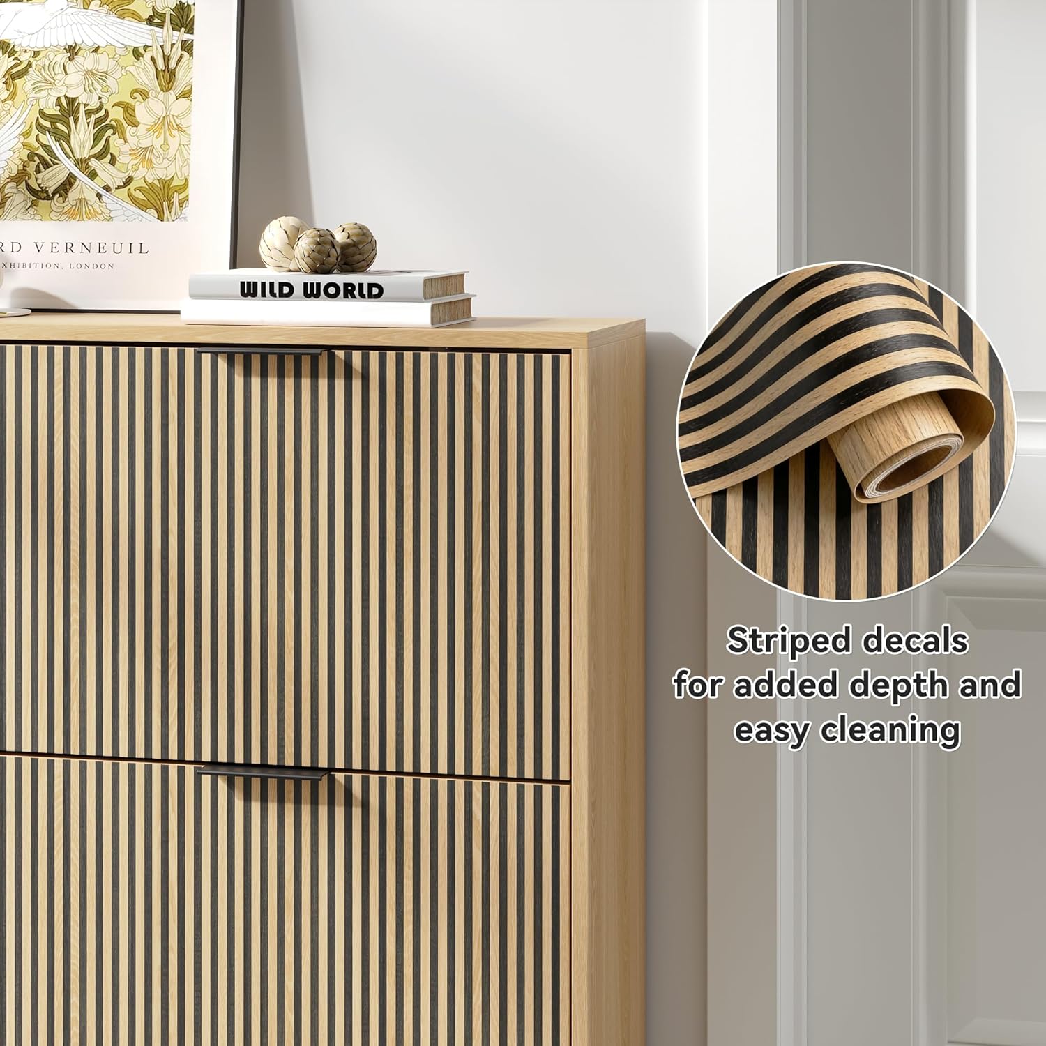 Shoe Cabinet with 2 Flip Drawers, Narrow Wood Shoe Cabinet Storage for Entryway, Freestanding Hidden Shoe Organizer Rack Cabinet for Hallway