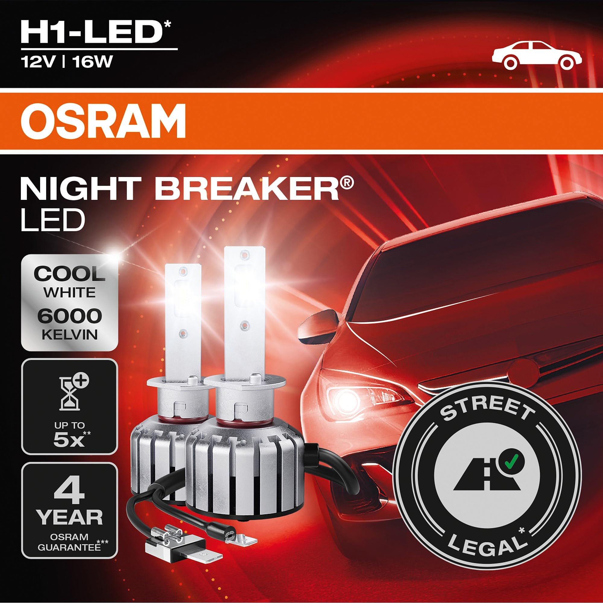 Osram NIGHT BREAKER H1-LED; bis zu 40% weniger Blendung; erste strassenzugelassene H1 LED-Nachrüstlampe