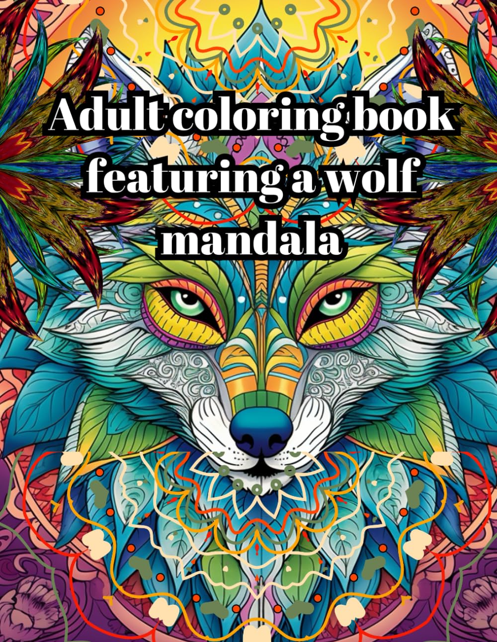 Adult coloring book featuring a wolf mandala: explore your creativity and find calm by practicing the meditative coloring technique.