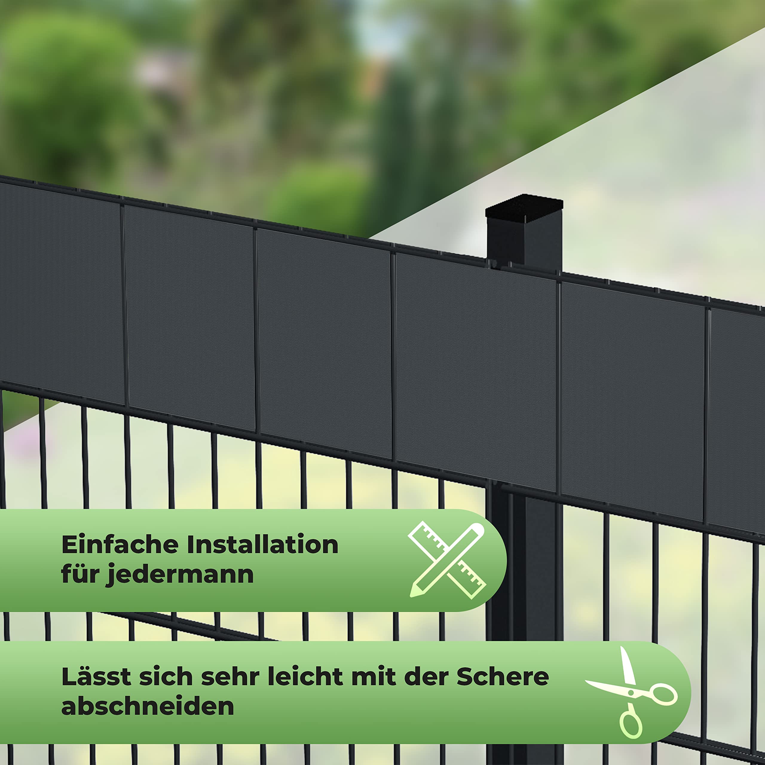 4er Set PVC Sichtschutzstreifen für Doppelstabmatten 4x 35 m x 19 cm inkl. 30 Clips je Rolle | wetterfest, UV-beständig, bruchsicher | Anthrazit, Grau oder Grün | Garten Zaun Blende (Anthrazit)