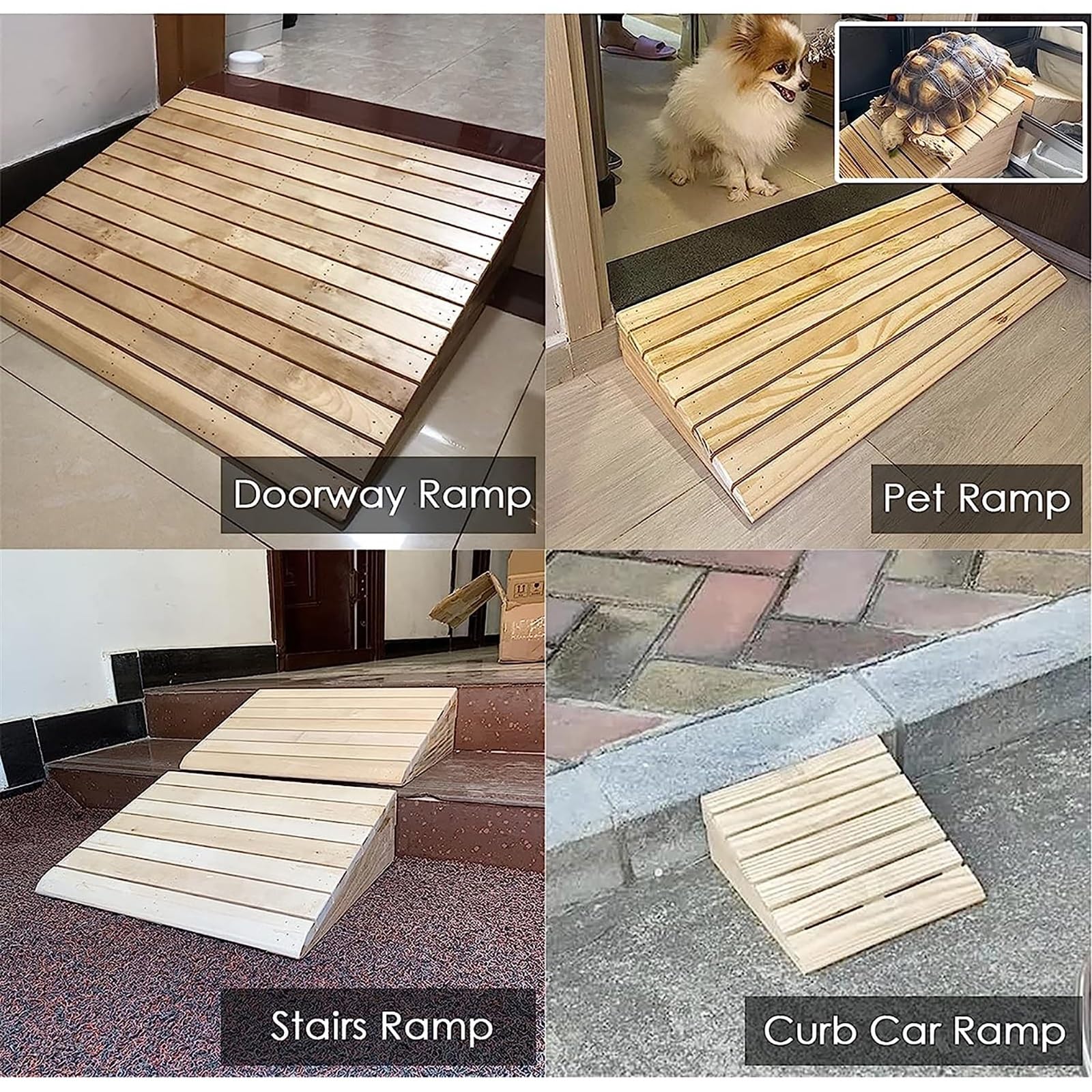 Rampy progowe, rampy progowe do drzwi 2,8 w 15 cm, drewniana przenośna rampa dla wózków inwalidzkich / rampa do krawężnika wejściowego na zewnątrz, antypoślizgowa rampa podjazdowa do mobilności