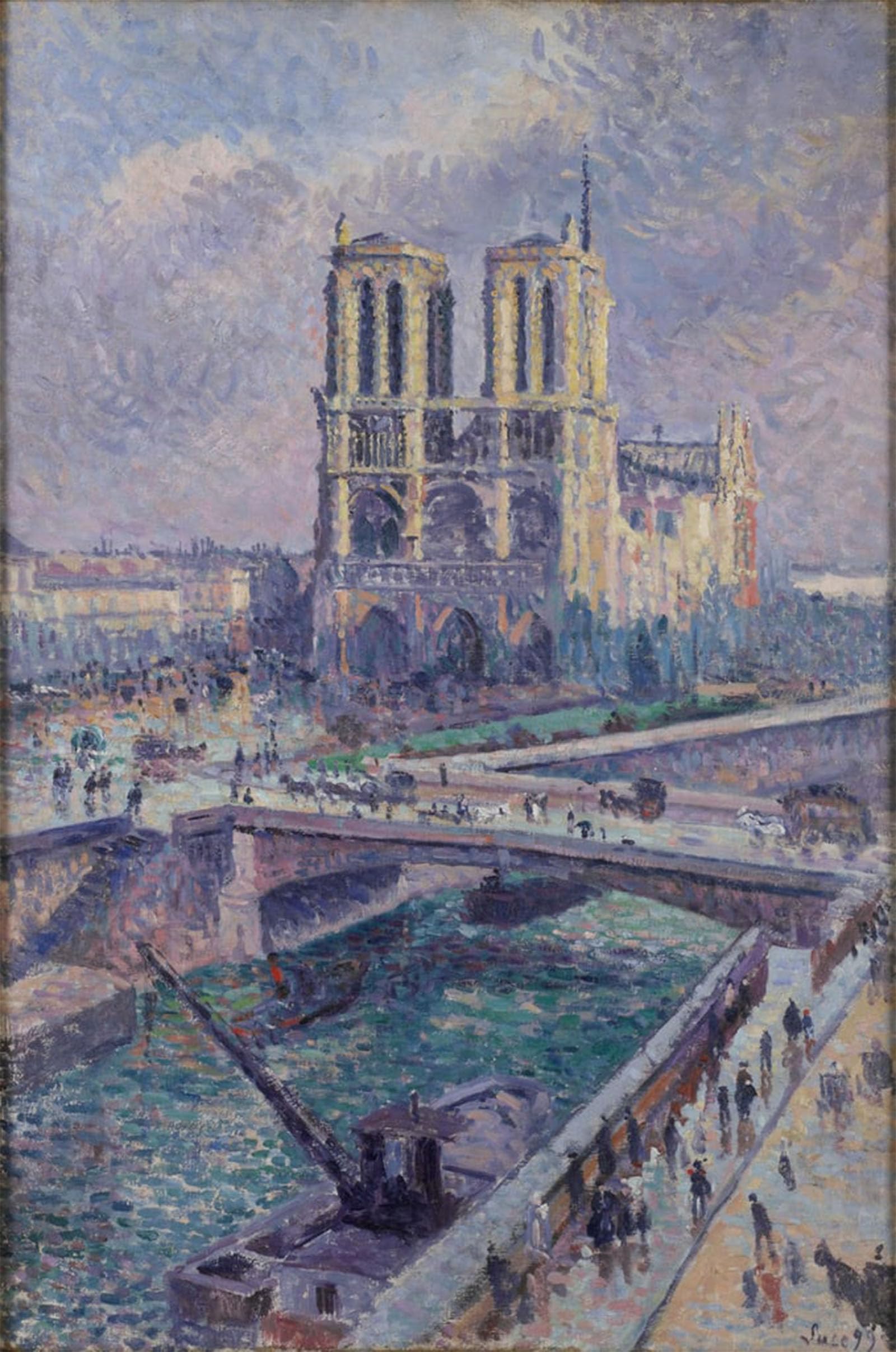SERENDIPITP Abstract Painting Mural Print Picture Wall Decor Painting Notre Dame by Maximilien Luce Vintage Wall Artwork for Home Decor 60x90cm