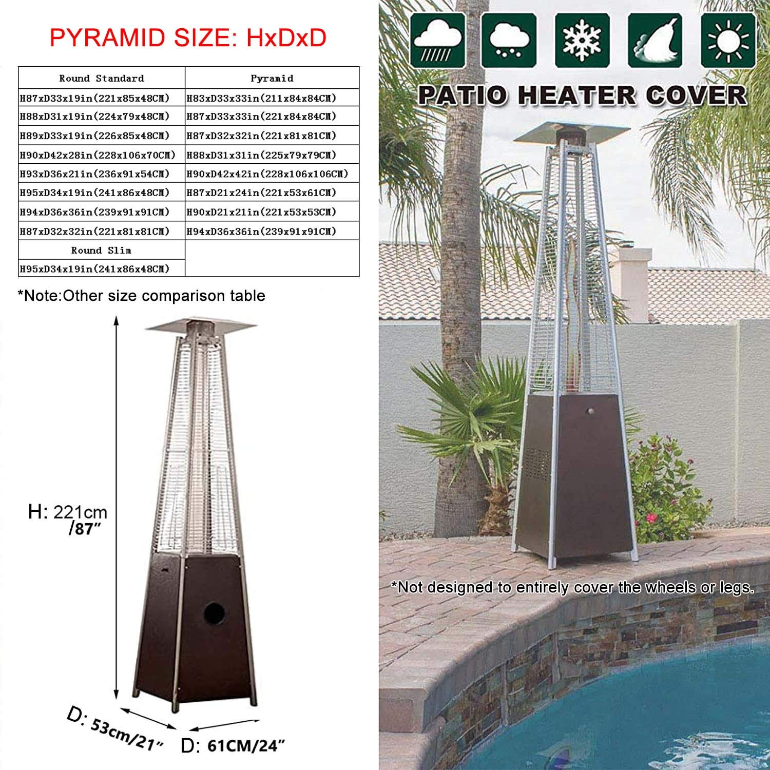 Copertura Per Stufa Da Patio Diealles Shine - Impermeabile, UV Resistente, 226x85x48 Cm, Per Esterni - Foto 5