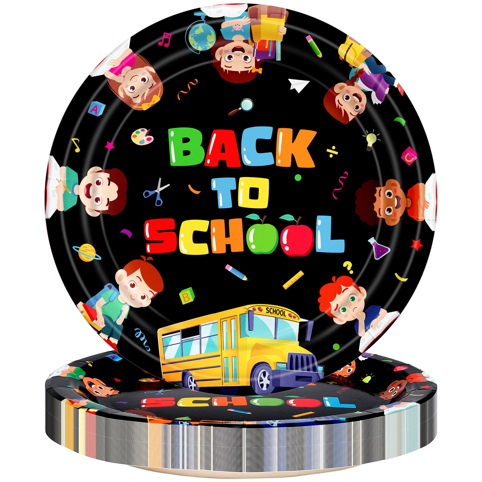 Photo 1 of ** SET OF 2 60 TOTAL* QZYL 30 PCS Back to School Supplies, Happy Back to Scool Plates Set, Durable Disposable Thick Paper Plates, First Day of School Dinnerwares for Back to School Party Table Decoration Serve 30 Guests