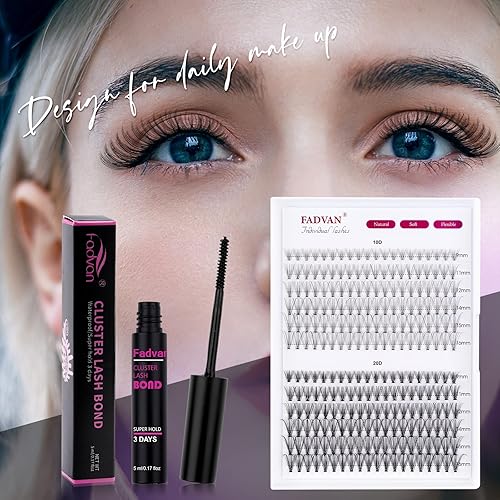 Miniatura 6 de FADVAN Pegamento de pestañas en racimo, varita de pestañas transparenteblanco, pegamento para pestañas individuales en racimo, de larga duración,