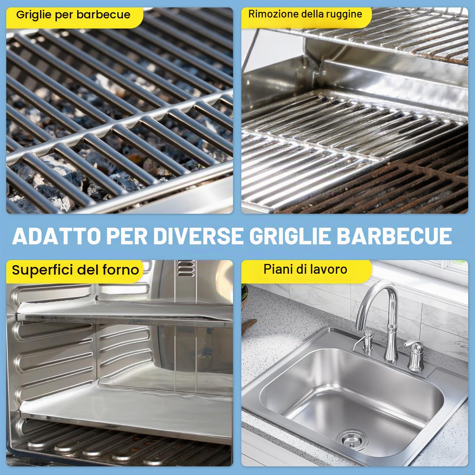 Spazzola Elettrica per Barbecue, Senza Fili Ricaricabile con Testa in Acciaio Inox, 1 Testa di Ricambio Inclusa, 350 giri/min, 60 minuti di Autonomia, per Griglie a Gas, Carbone, Smoker