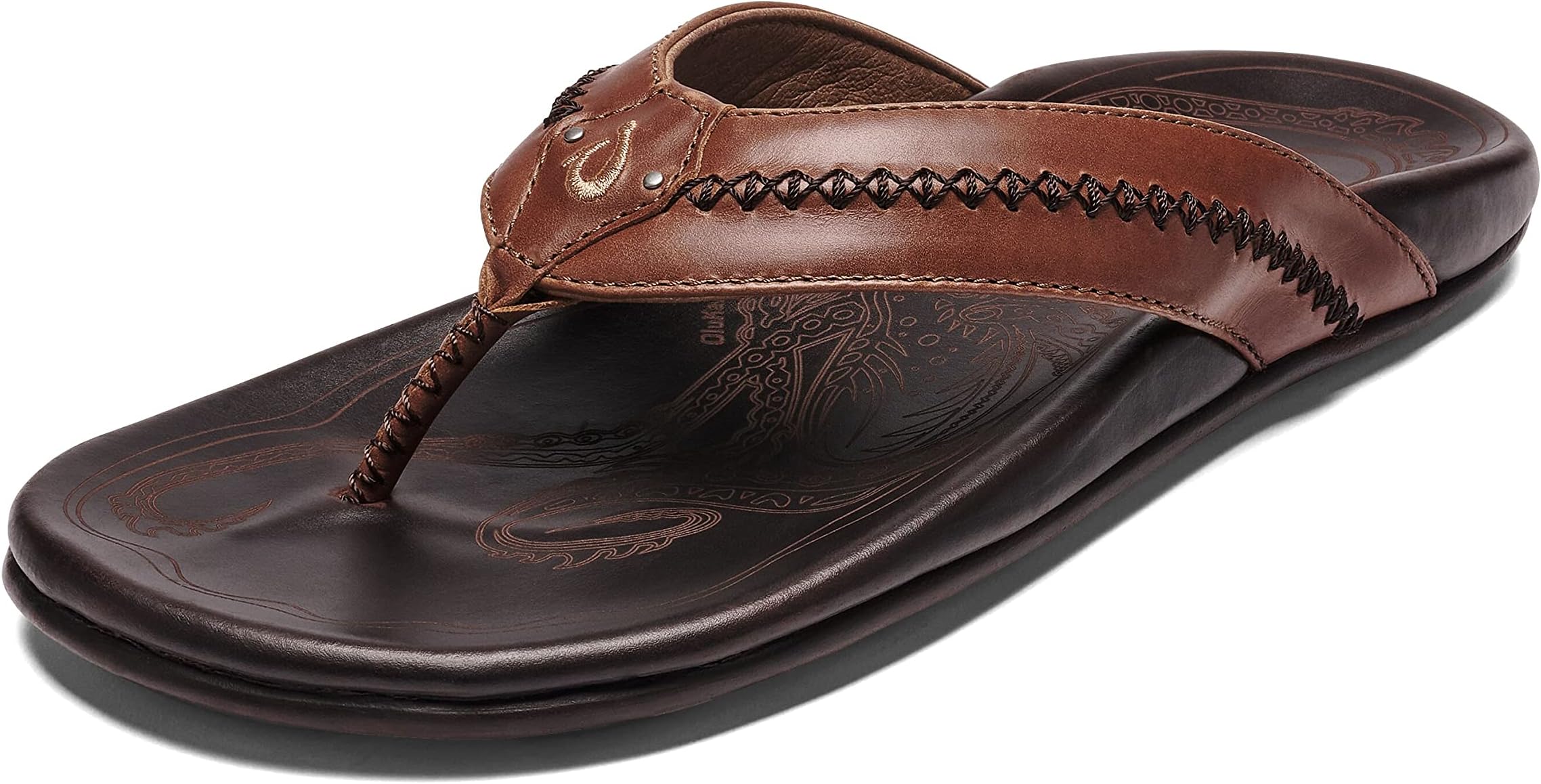 Mea Ola Men's Leather Beach Sandals, Soft & Durable Flip Flops, Arch Support & Comfort Fit, Enhanced Grip & Traction