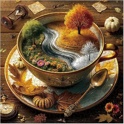 Miniatura 2 de Seasons of Cup - Rompecabezas para adultos, 1000 piezas, naturaleza, hermoso paisaje, plantas, flores, jardín, arte, rompecabezas desafiante