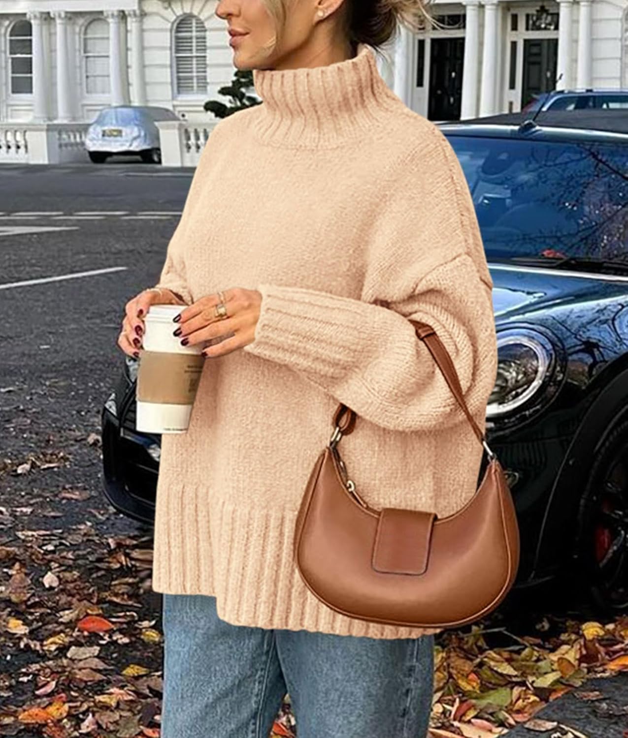 PRETTYGARDEN Women's 2025 Fall Oversized Sweaters Turtleneck Casual Long Sleeve Chunky Knit Pullover Tops Winter Clothes - Image 5