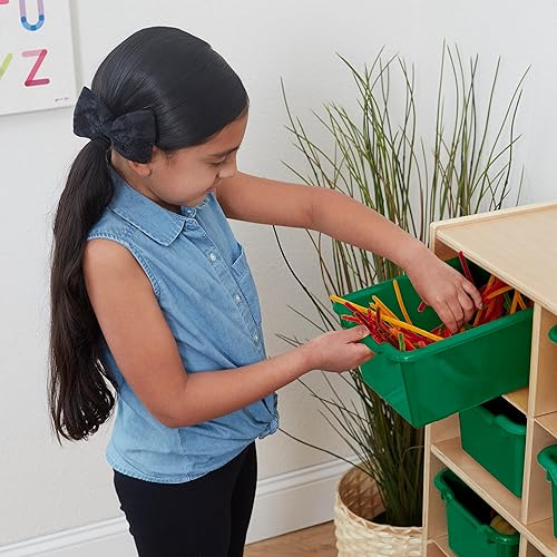 Miniatura 7 de ECR4Kids Cubo de almacenamiento frontal con cucharada, organización multiusos, verde, 30 piezas