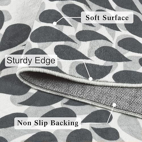 Miniatura 4 de Moderno diseño floral de círculos de fácil limpieza para sala de estar, dormitorio, oficina en casa, cocina, alfombra de área que no se desprende 3