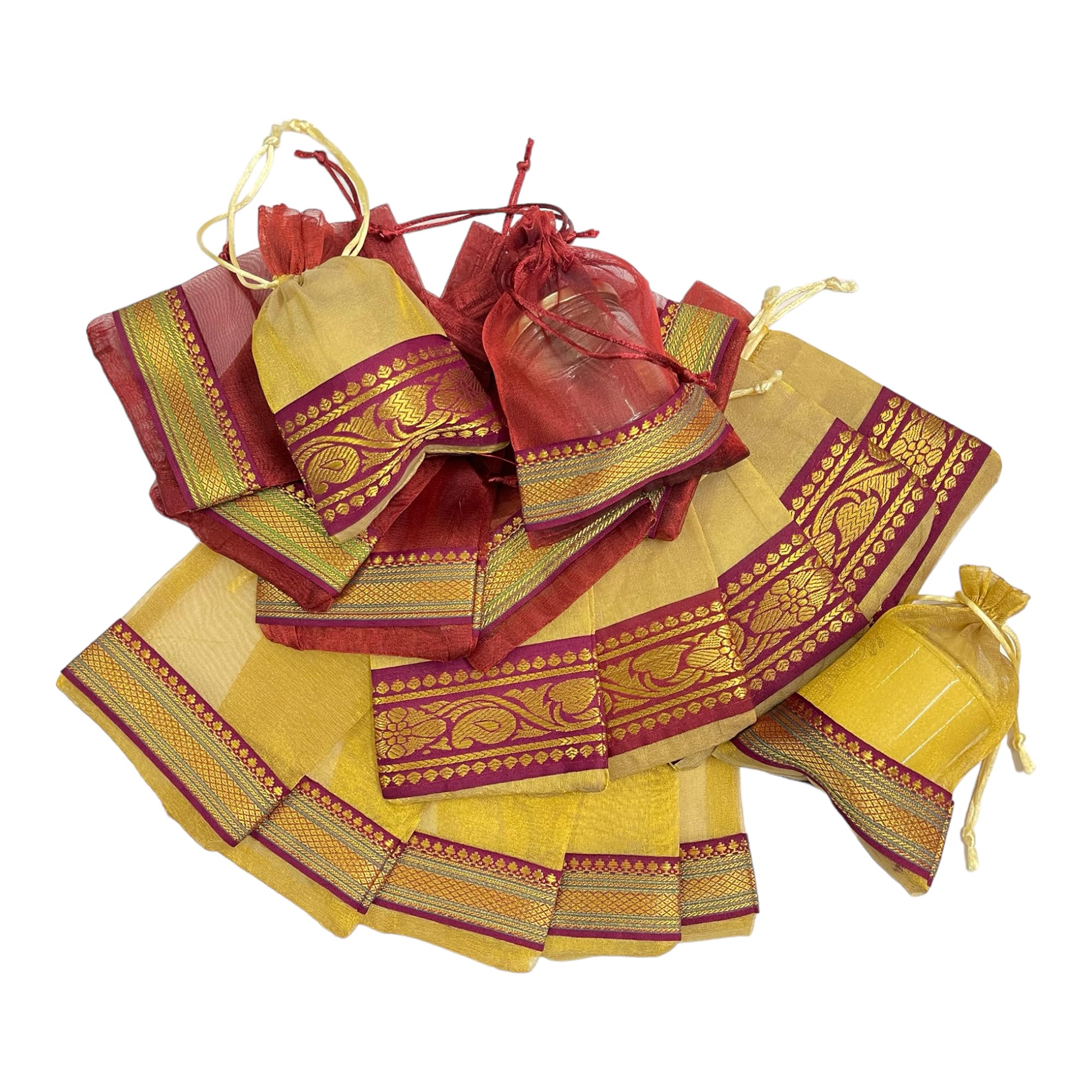 Moira 30 pcs 5X7 inch Small SizeGolden & Maroon Tissue Silk Border Potli for Gifting, Jewellery Storage, Shagun, Coin Packing (B0CRF3DLHM) Amazon Price History, Amazon Price Tracker