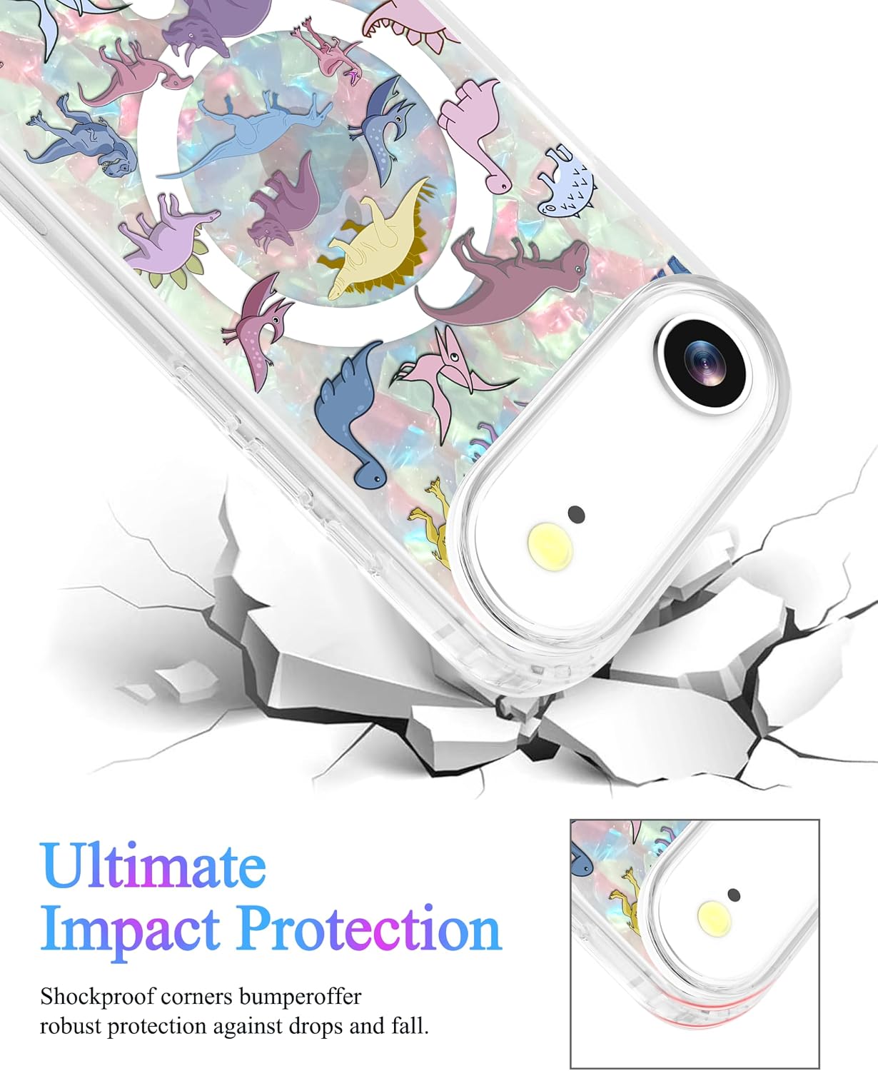 for iPhone 17 Air Case Magnetic with Phone Lanyard Dinosaur image 2