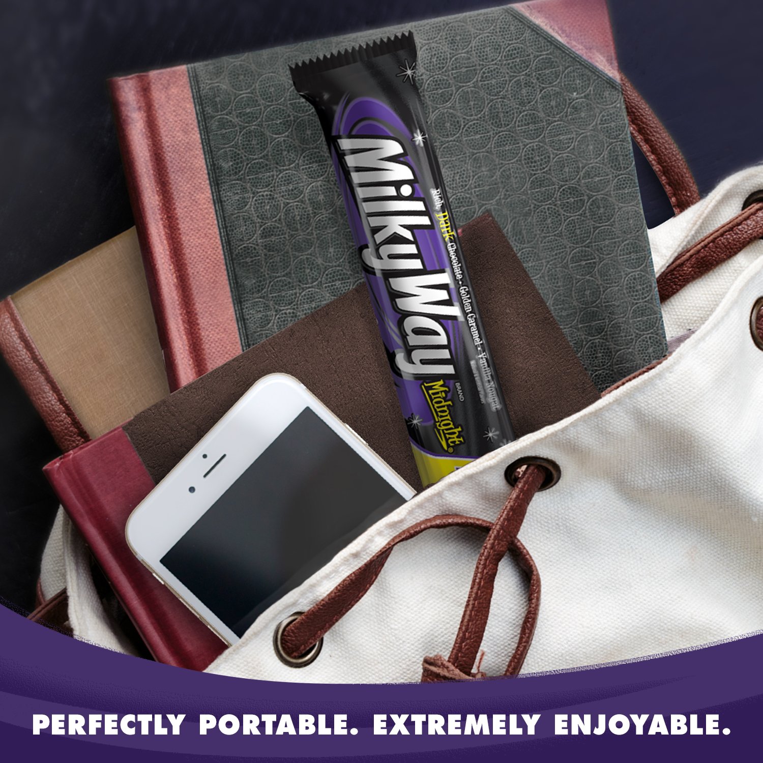 MILKY WAY Candy Bars, Midnight Dark Chocolate Candy Bars, Sharing Size, 2.83-Ounce, 24-Count Box,