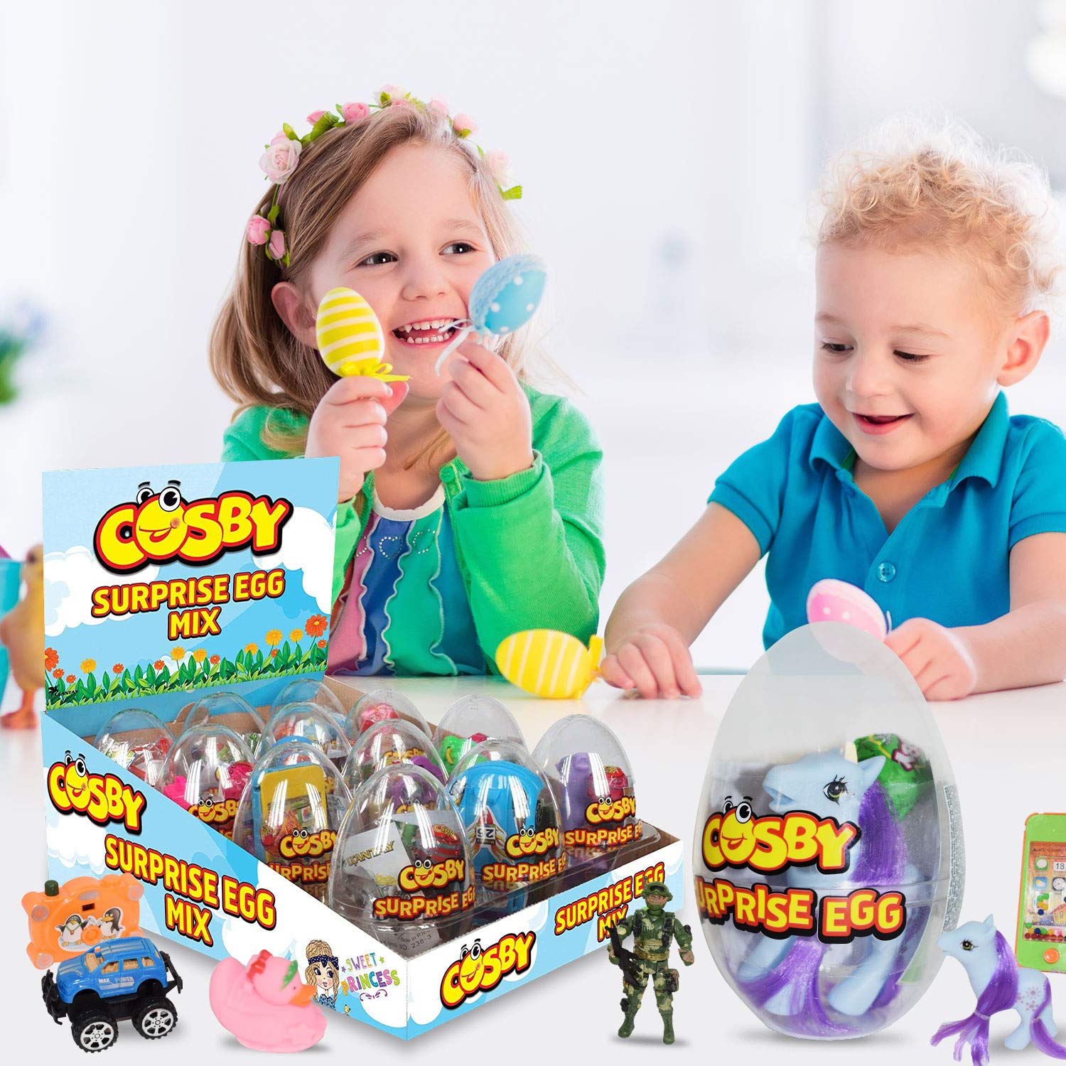 12 Count Individually Wrapped Surprise Candy Easter Eggs With Toys