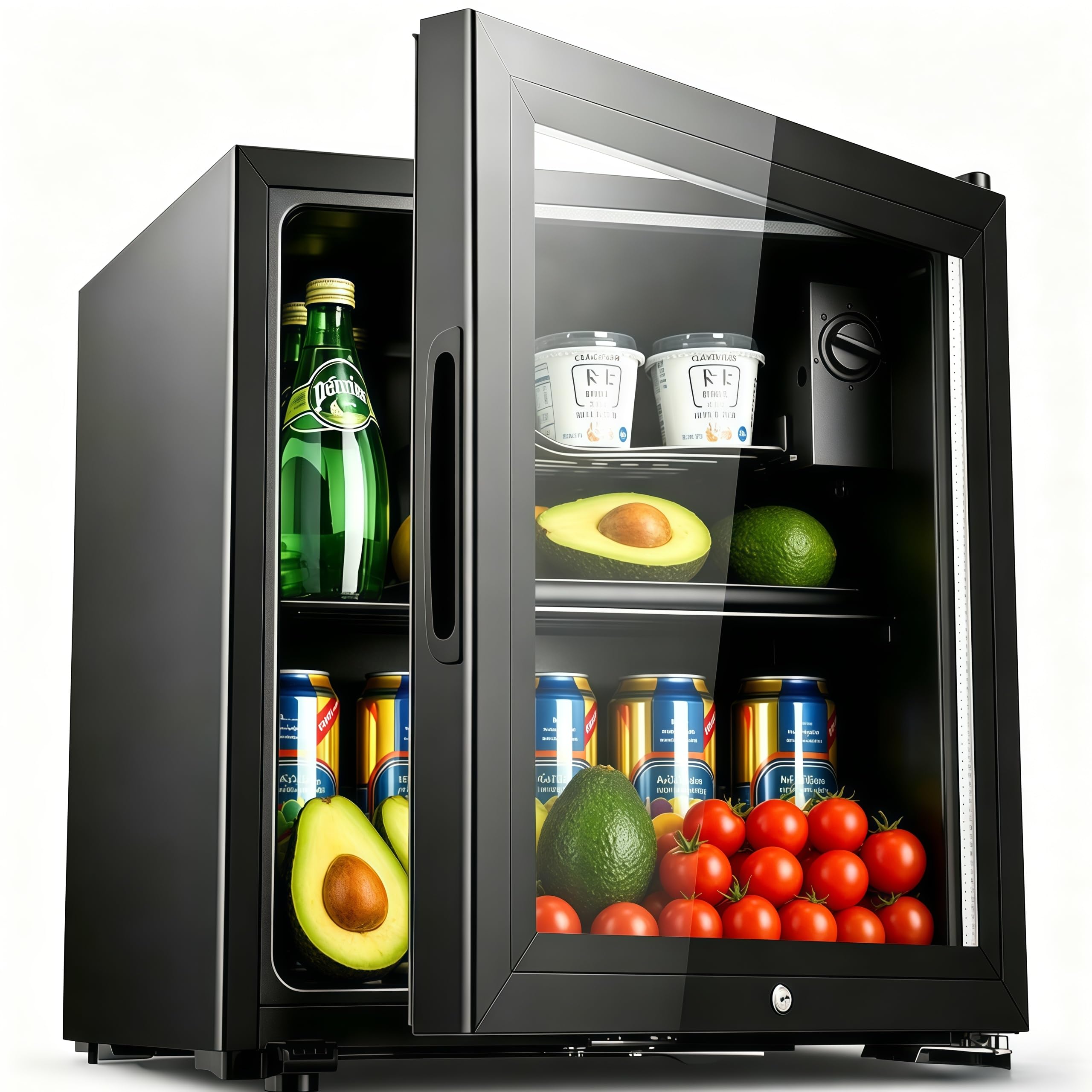 Casanta 1.8 Cubic Feet Beverage Refrigerator with Glass Door and Lock, Compact Mini Fridge for Home Bar Office and Dorm, Single Door Cooler for Soda Beer and Wine, Modern Black Finish | Fridge.com
