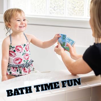 SplashEZ Splash EZ Shallow Sprinkler Pool + Matching ABC Flash Cards, Educational Fun - Learning Through Play is Easy Sensory, Interactive Activities for Toddlers