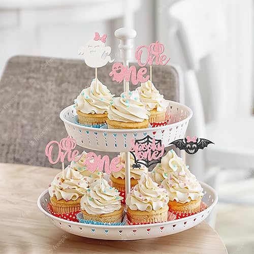 Miniatura 5 de Rsstarxi Paquete de 30 adornos espeluznantes para cupcakes de Halloween para el primer cumpleaños, decoración de cupcakes de fantasma, murciélago,