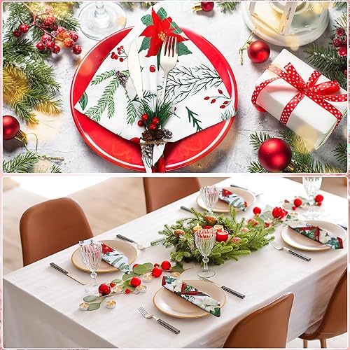 Miniatura 6 de 24 servilletas de tela de Navidad, servilletas de tela floral de Pascua de Navidad, lavables de color navideño, para cocina, decoración de vajillas,