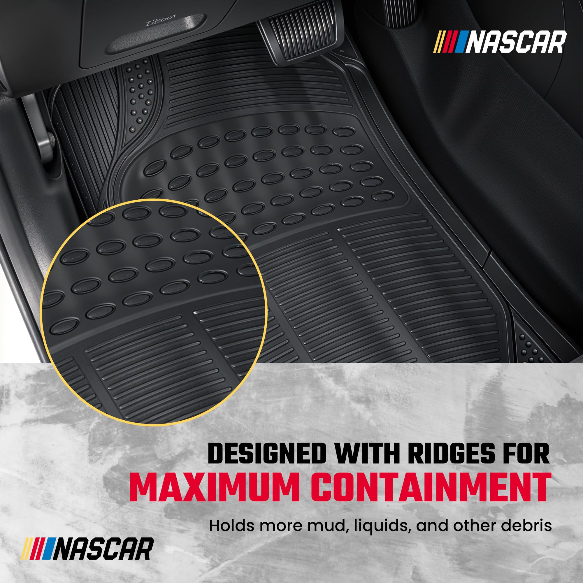 NASCAR Premium Car Floor Mats - 4-Piece Set Heavy Duty All-Weather Rubber Universal Trim-to-Fit for Cars Trucks SUVs — view 6