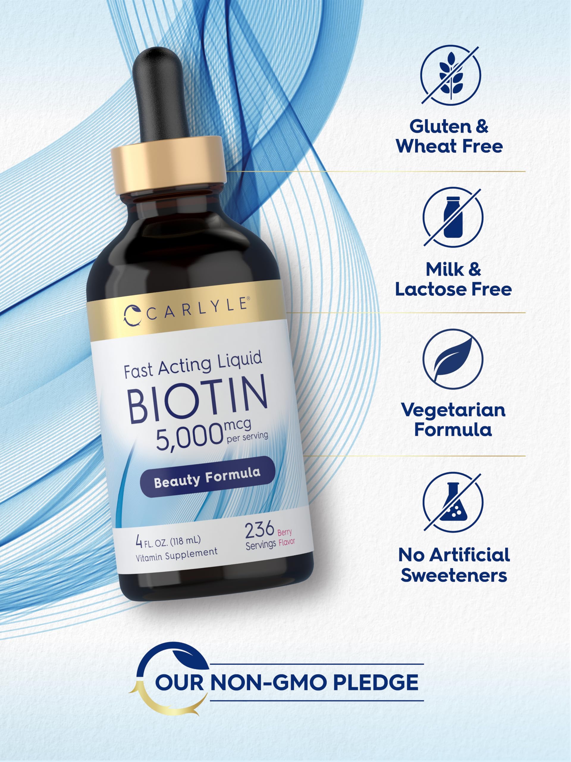 Carlyle Biotin 5000mcg Liquid Drops | 4 fl oz | For Women and Men — Amazon image 5