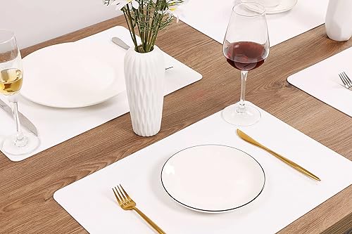 Miniatura 10 de Manteles individuales lavables de cuero, impermeables, resistentes al calor, fáciles de limpiar, para mesa de comedor, mesa de cocina (4, gris