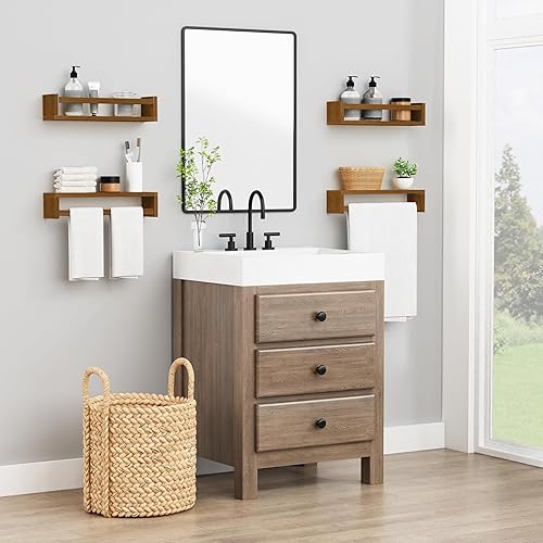 Miniatura 10 de Forbena Estantes flotantes rosas para pared, estantería estética de pared para decoración de habitación de niñas, estanterías de madera para