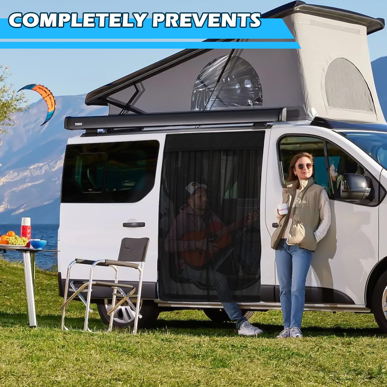 Zanzariera Auto Sostituzione per Opel Vivaro 2019-2025, Zanzariera Porta Laterale dell'auto, Rete per Insetti Magnetica a Strato Singolo per Campeggio