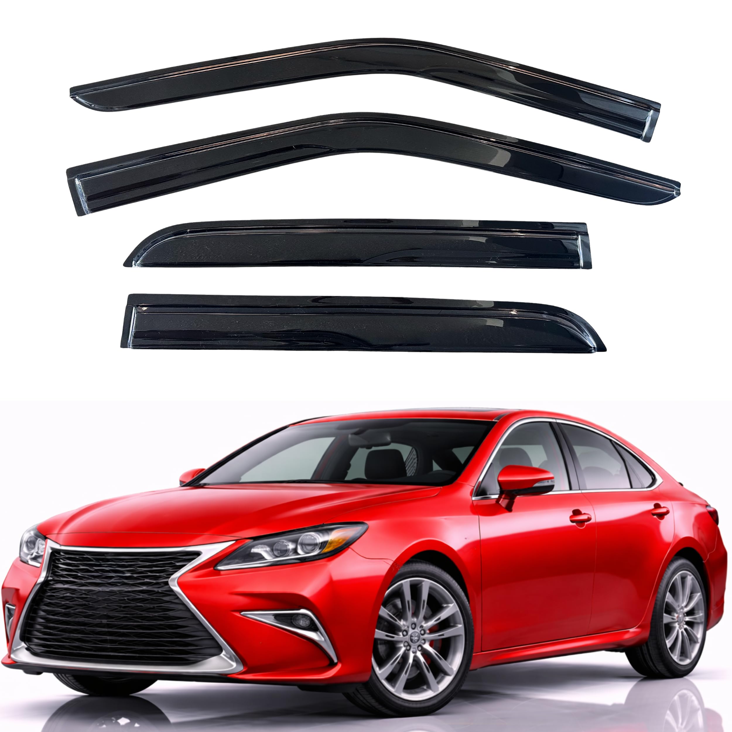 KPY Rain Guards Fit for 2013-2018 Lexus ES300h ES350, Out-Channel Window Visors Vent Wind Deflectors 4PC, Car Accessories for 2013-2018 Lexus ES Series
