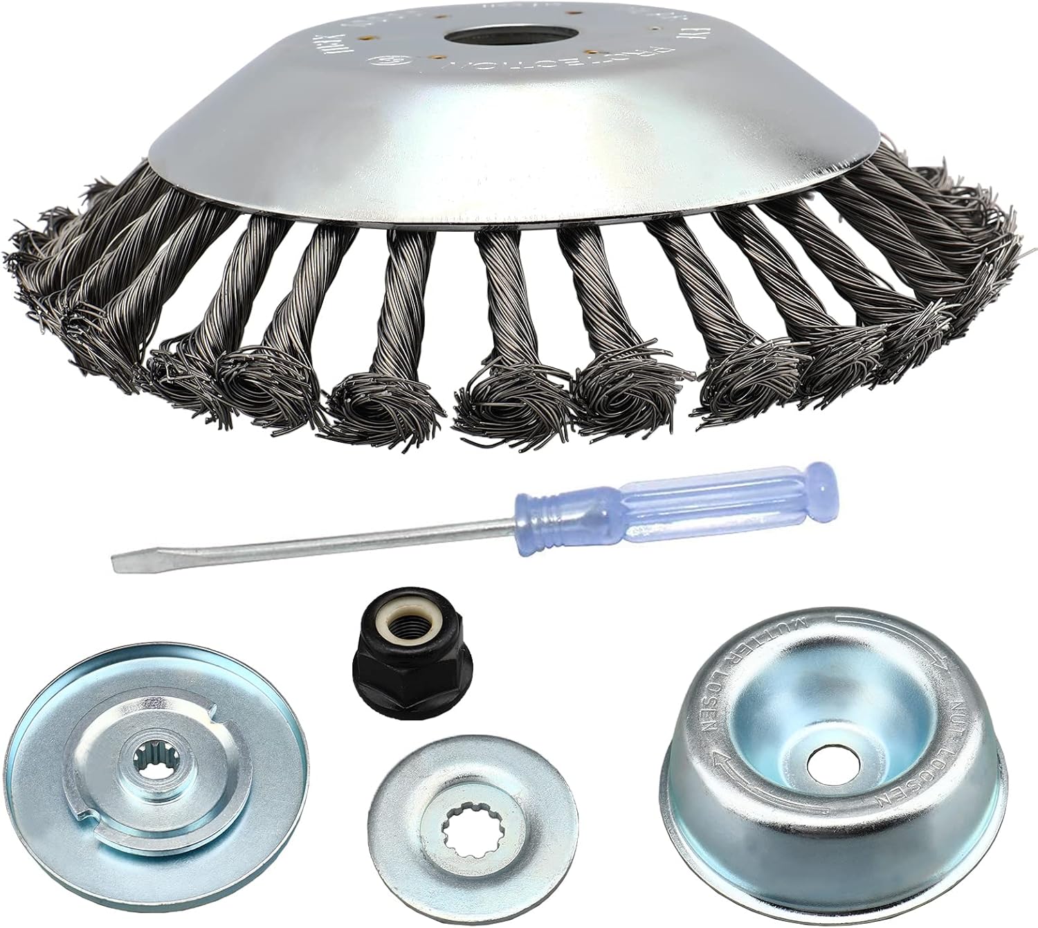 8Inch Rotary Steel Wire Weed Trimmer Head with Universal Adapter Kit Compatible