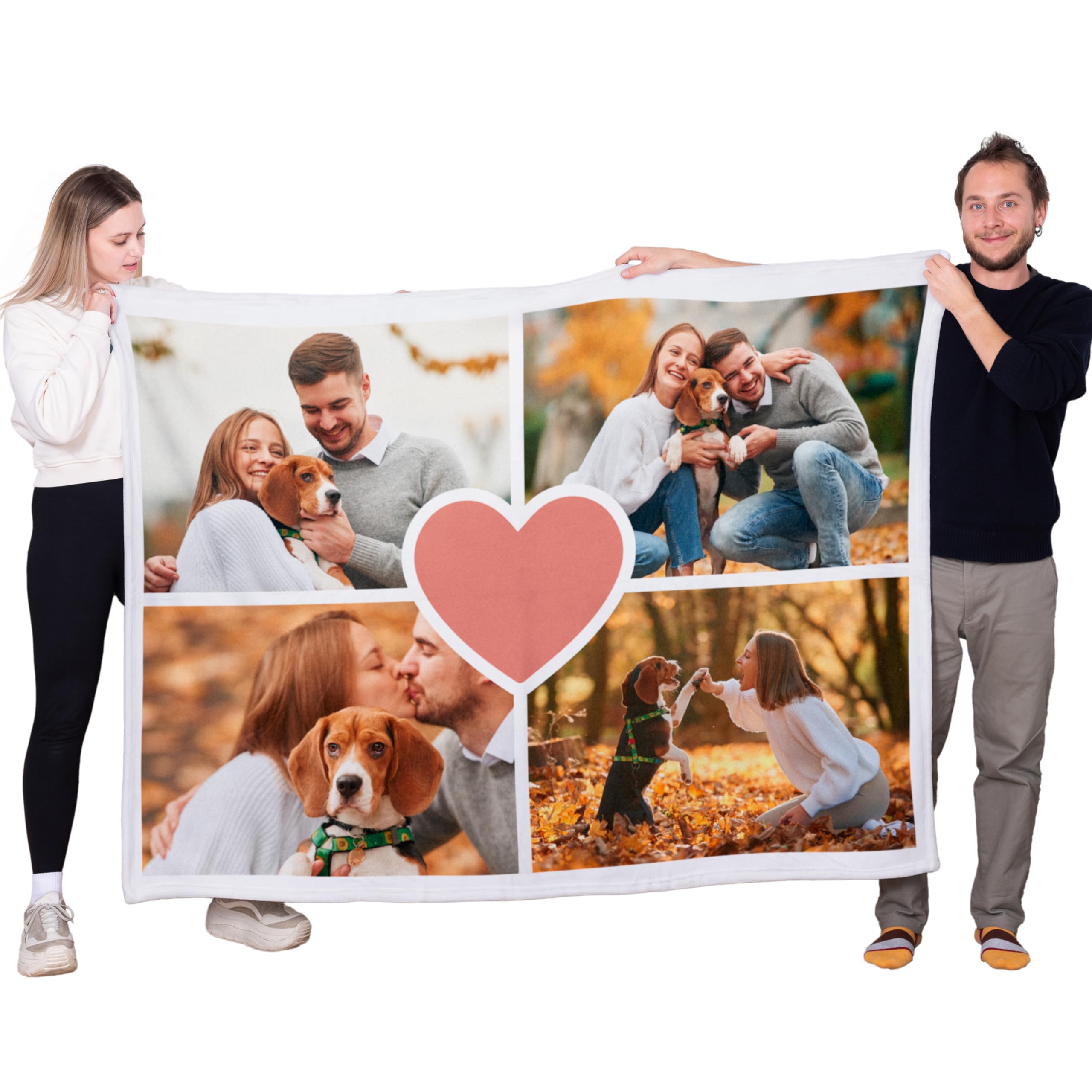 Regalo Original - Manta Personalizada con Collage - Material Forro Polar - Ideal para San Valentín - para Sofá o Cama de Abrigo en Invierno - Regalo Parejas - 170x130 cm