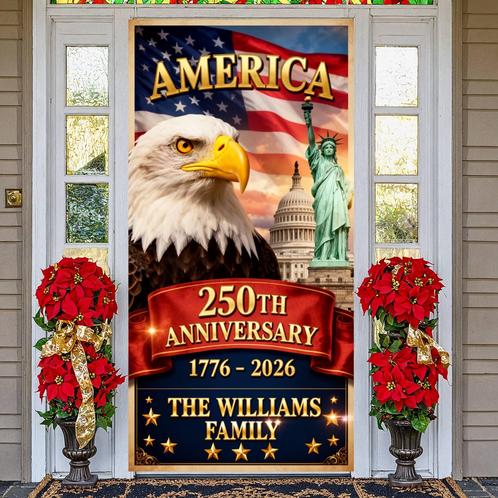 Bannière de porte 250e anniversaire américain de la famille Williams