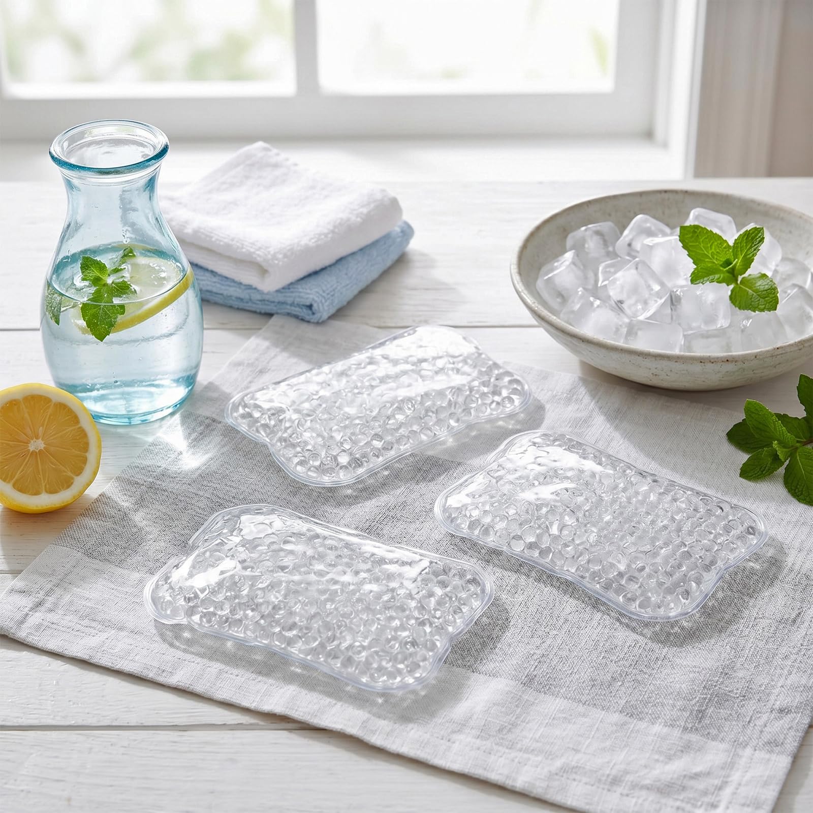 TrelaCo 36 unidades de hielo de gel transparente de 4 x 6 pulgadas, reutilizables, paquete de frío y calor, almohadilla de refrigeración de gel suave y pequeña, compresa para deportes, hinchazón