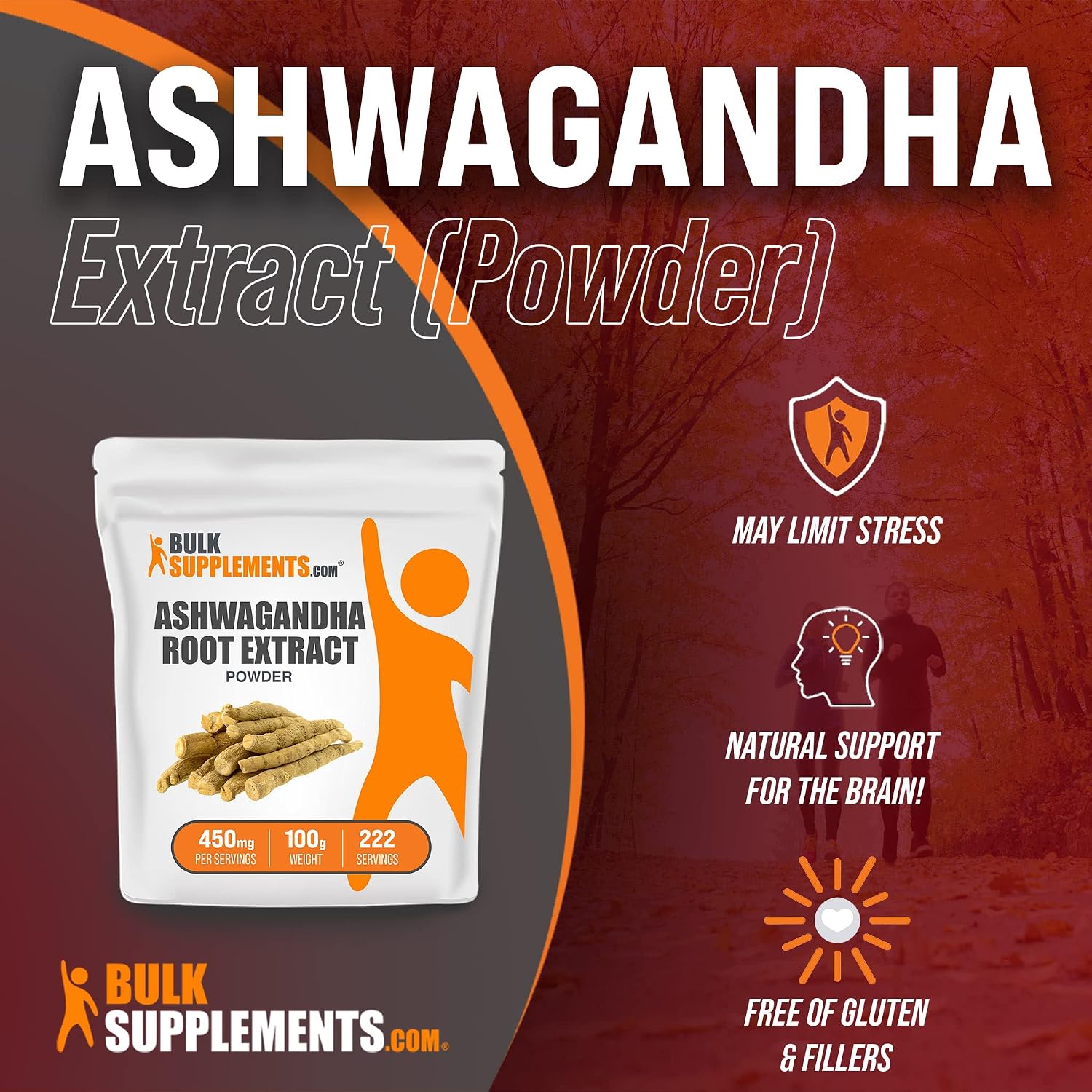 BulkSupplements.com Ashwagandha Root Extract Powder - Ashwagandha Supplement - Ashwagandha Powder - Ashwagandha Extract - Ashwagandha Root Powder - 450mg per Servings (100 Grams - 3.5 oz)